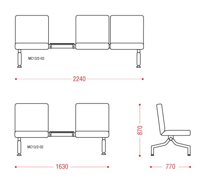 Двухместная секция SLOT со столиком фото 2