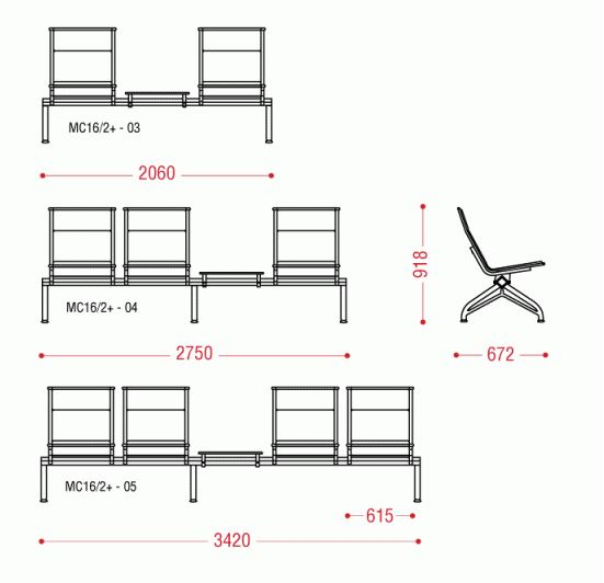 Двухместная секция Aero plus БП со столиком фото 2