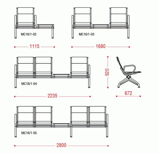 Трехместная секция Aero PU 2П со столиком фото 2