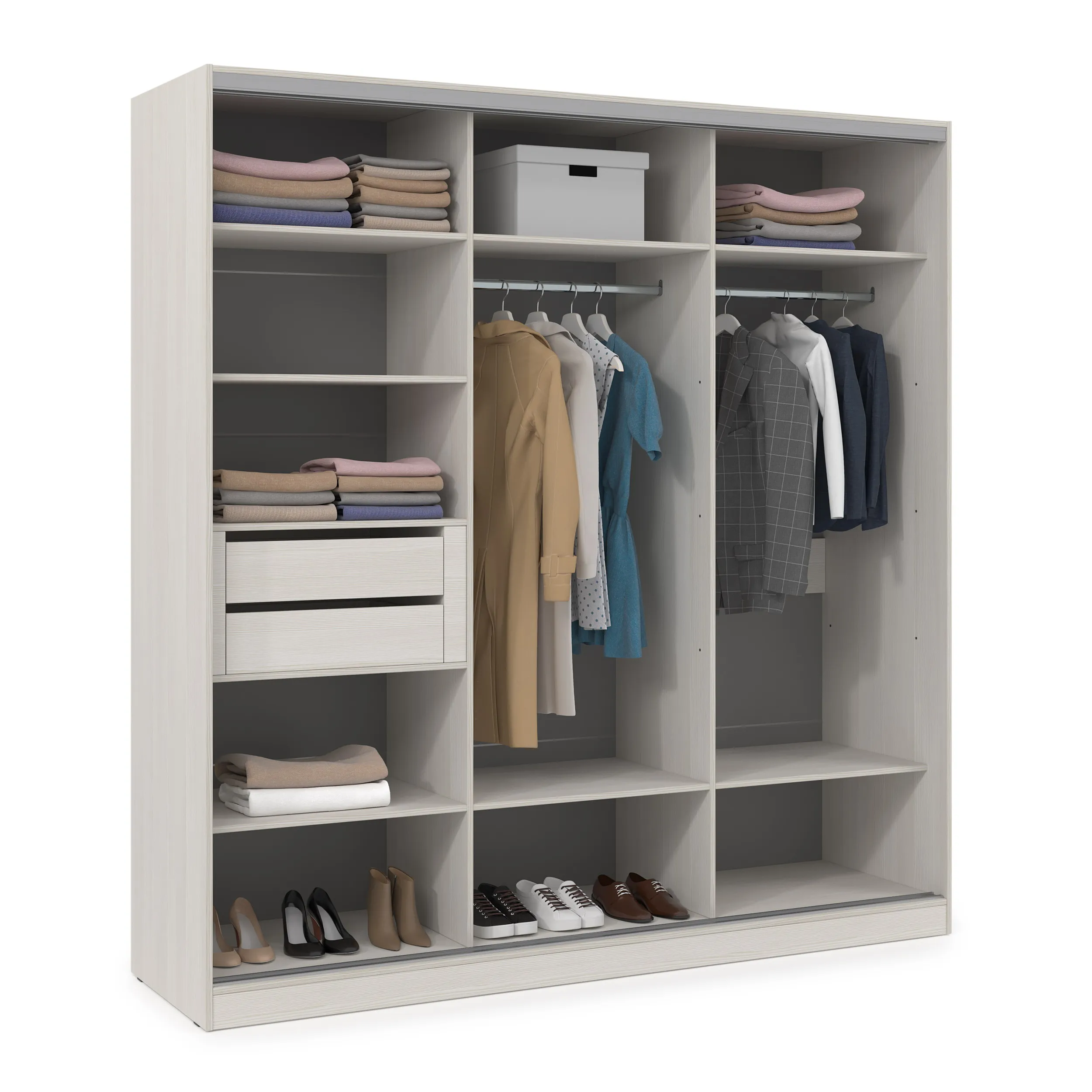 Шкаф-купе 3-дверный со штангой и полками (база 4) фото 3