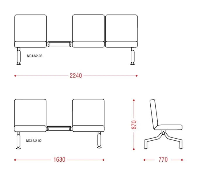Трехместная секция SLOT со столиком фото 2