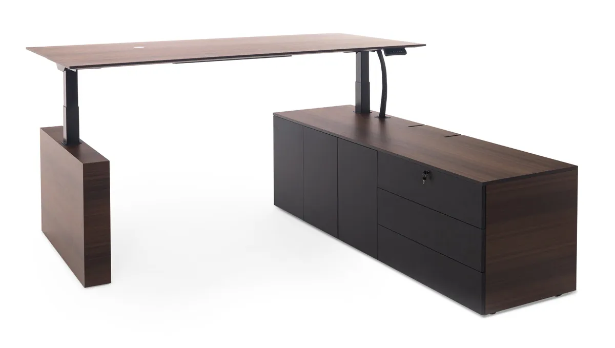 Стол письменный с регулировкой высоты и опорной тумбой TESLA фото 4