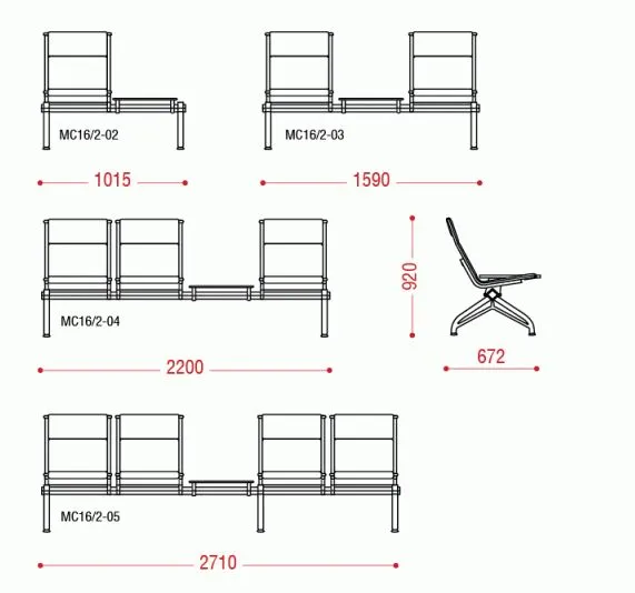 Трехместная секция Aero БП со столиком фото 2