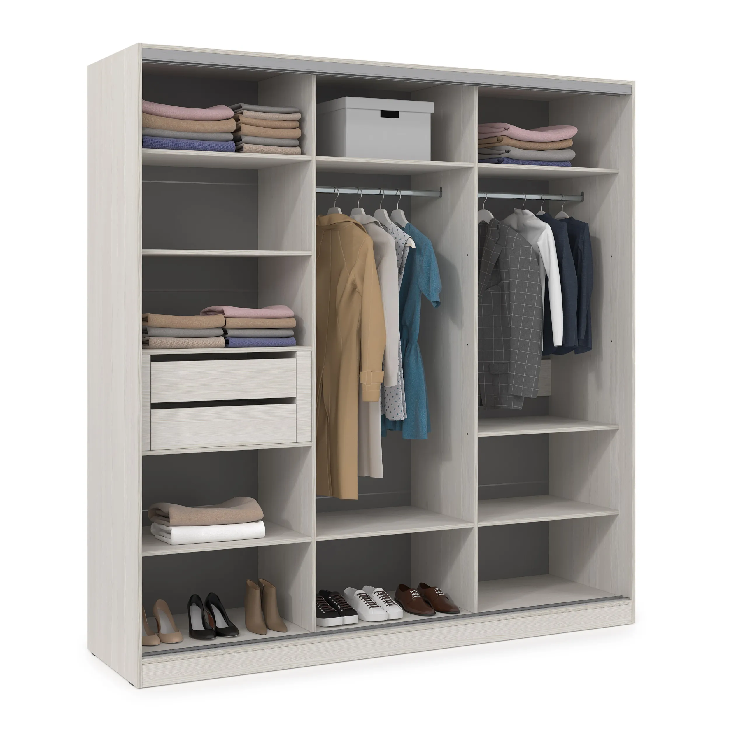 Шкаф-купе 3-дверный со штангой и полками (база 5) фото 3